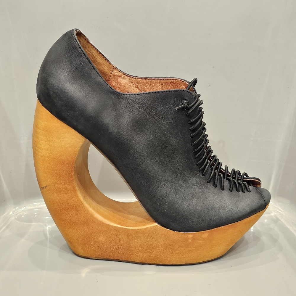 Jeffrey Campbell Leather Lace Up Platform Wedges - Picture 9 of 16